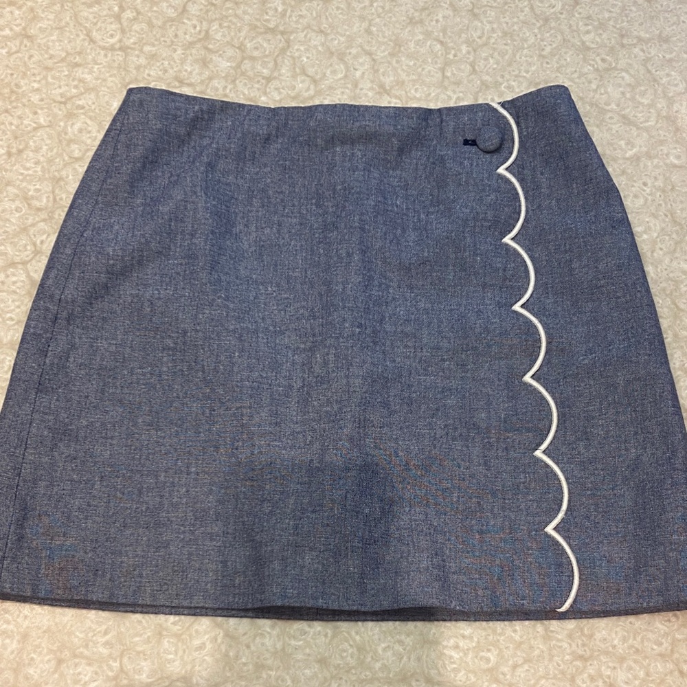 J Crew scalloped chambray skirt